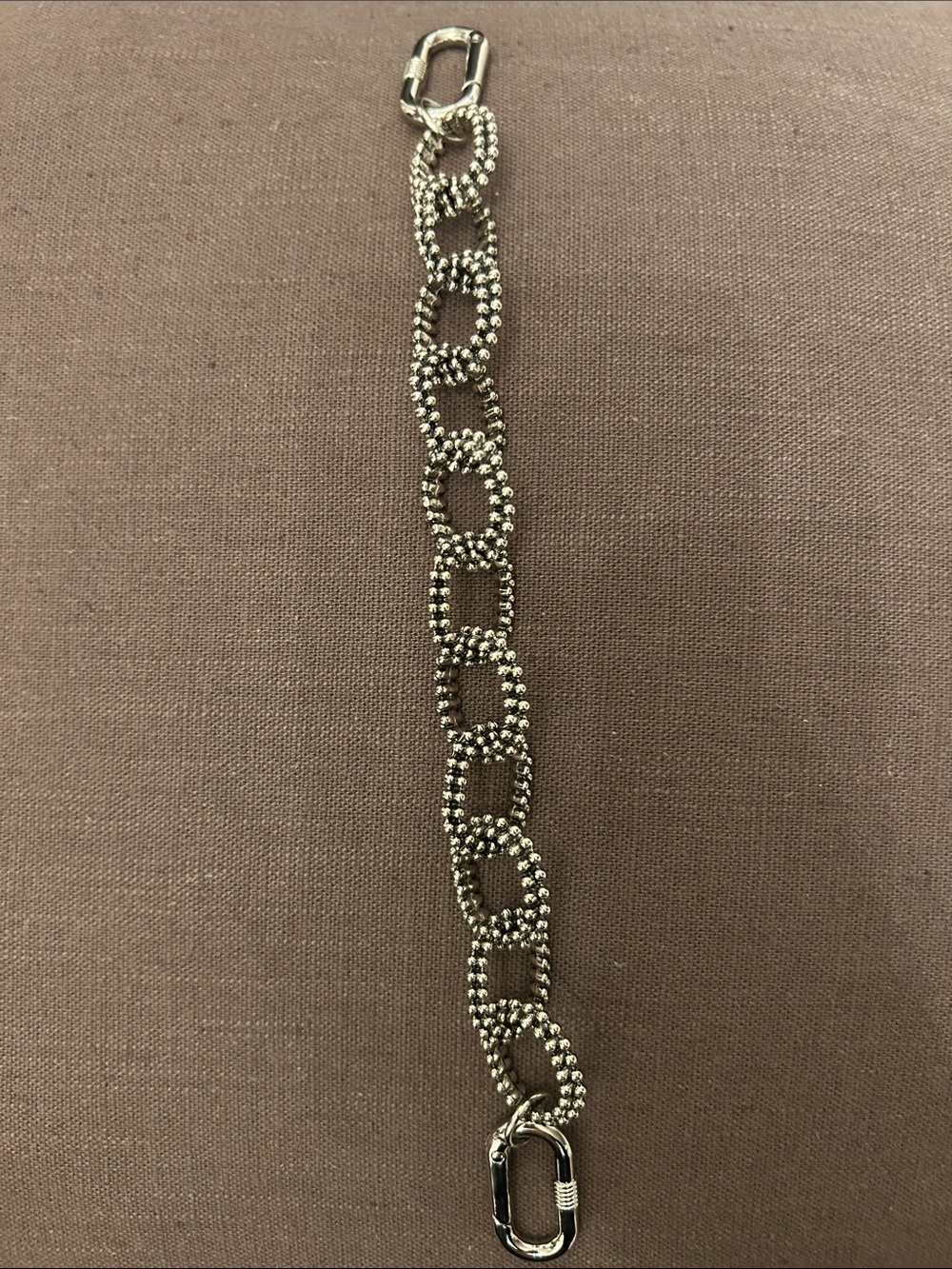 Beaded Link Bag Charm in Silver Tone Metal - Picture 2 of 2